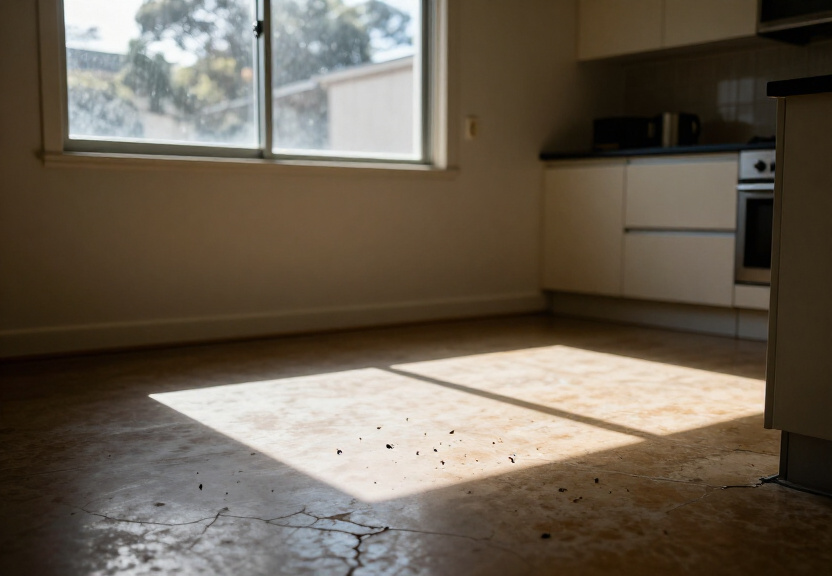 Cockroach problem in a Holsworthy kitchen before treatment